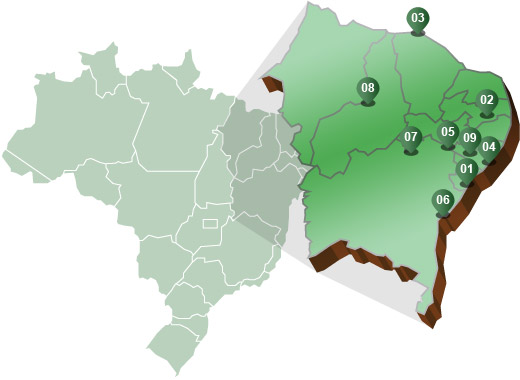 Mapa diretorias regionais